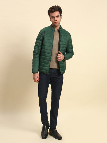 Reversible Jacket for Men | Premium Casual Jacket Smart Fit Mock Neck Nylon Fabric Solid Pattern