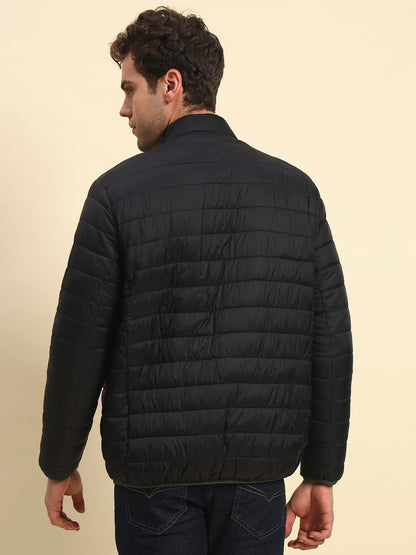 Reversible Jacket for Men | Premium Casual Jacket Smart Fit Mock Neck Nylon Fabric Solid Pattern