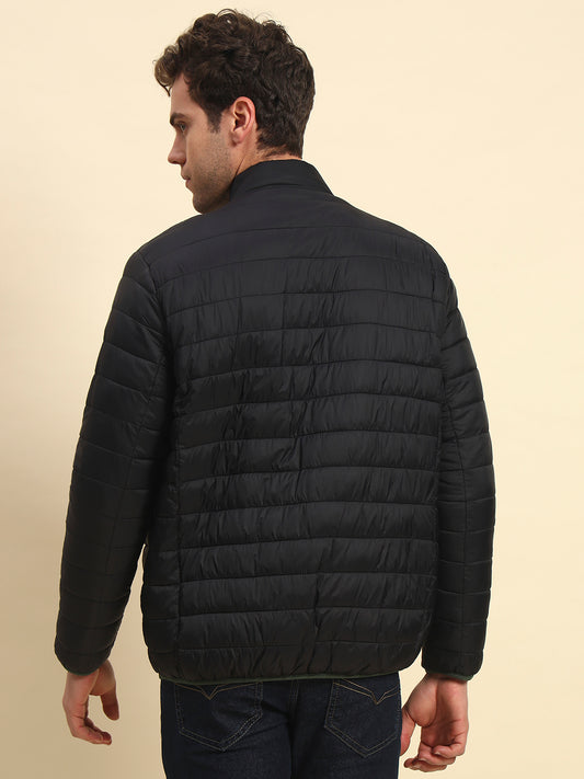 Reversible Jacket for Men | Premium Casual Jacket Smart Fit Mock Neck Nylon Fabric Solid Pattern