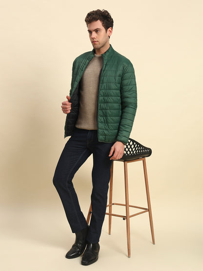 Reversible Jacket for Men | Premium Casual Jacket Smart Fit Mock Neck Nylon Fabric Solid Pattern