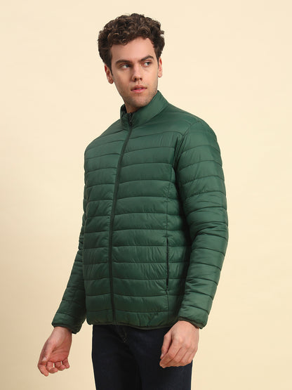 Reversible Jacket for Men | Premium Casual Jacket Smart Fit Mock Neck Nylon Fabric Solid Pattern