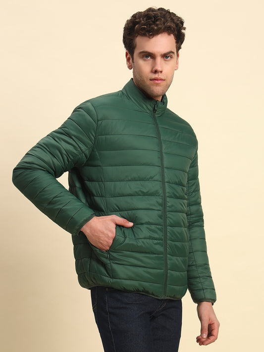 Reversible Jacket for Men | Premium Casual Jacket Smart Fit Mock Neck Nylon Fabric Solid Pattern