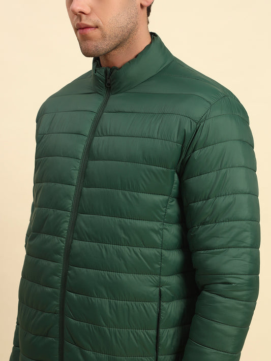 Reversible Jacket for Men | Premium Casual Jacket Smart Fit Mock Neck Nylon Fabric Solid Pattern