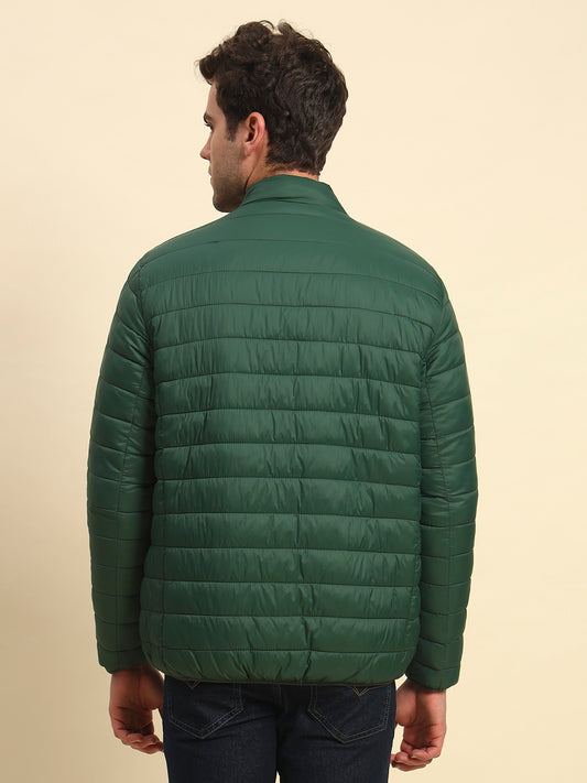 Reversible Jacket for Men | Premium Casual Jacket Smart Fit Mock Neck Nylon Fabric Solid Pattern