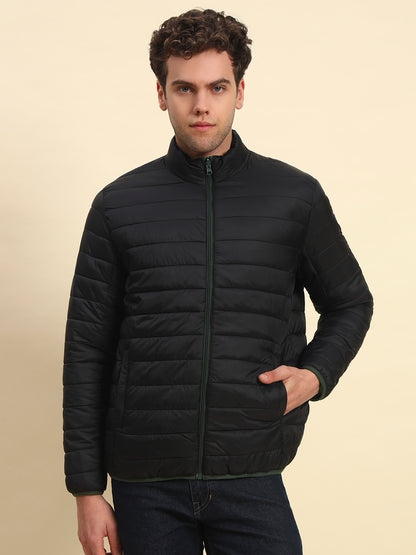 Reversible Jacket for Men | Premium Casual Jacket Smart Fit Mock Neck Nylon Fabric Solid Pattern