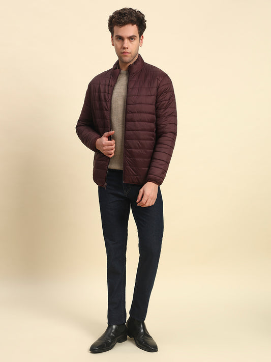 Reversible Jacket for Men | Premium Casual Jacket Smart Fit Mock Neck Nylon Fabric Solid Pattern