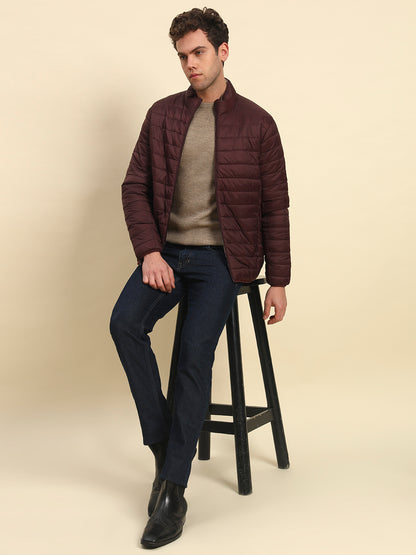 Reversible Jacket for Men | Premium Casual Jacket Smart Fit Mock Neck Nylon Fabric Solid Pattern