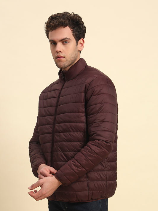 Reversible Jacket for Men | Premium Casual Jacket Smart Fit Mock Neck Nylon Fabric Solid Pattern