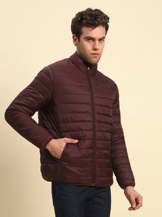 Reversible Jacket for Men | Premium Casual Jacket Smart Fit Mock Neck Nylon Fabric Solid Pattern