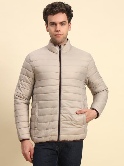 Reversible Jacket for Men | Premium Casual Jacket Smart Fit Mock Neck Nylon Fabric Solid Pattern