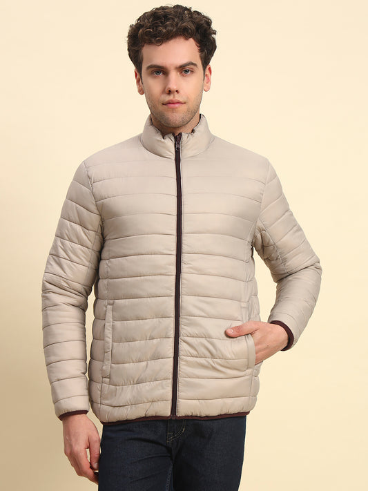 Reversible Jacket for Men | Premium Casual Jacket Smart Fit Mock Neck Nylon Fabric Solid Pattern