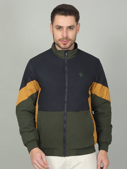 Men's Colorblock Navy Mock Neck Reversible Jacket