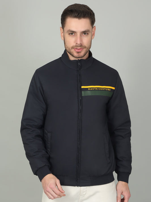 Men's Colorblock Navy Mock Neck Reversible Jacket