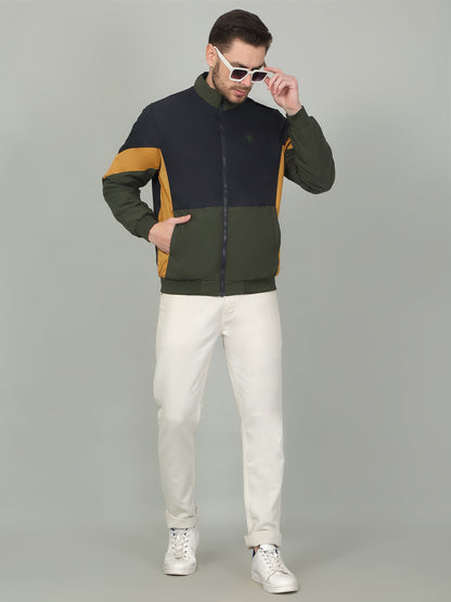 Men's Colorblock Navy Mock Neck Reversible Jacket