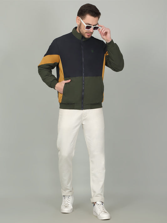 Men's Colorblock Navy Mock Neck Reversible Jacket