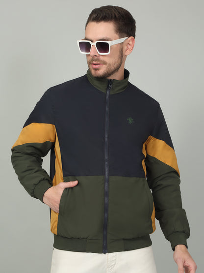 Men's Colorblock Navy Mock Neck Reversible Jacket