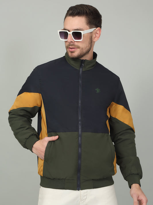 Men's Colorblock Navy Mock Neck Reversible Jacket