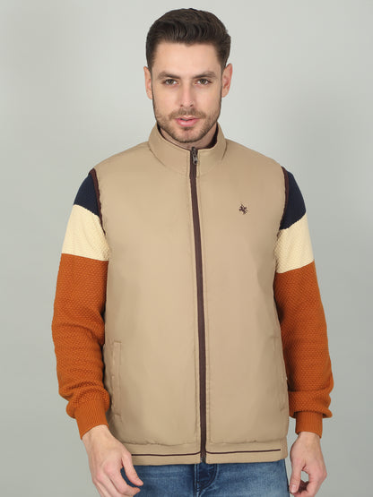 Men's Solid Wine Mock Neck Reversible Jacket