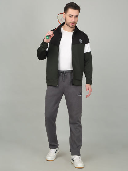 Men's Colorblock Olive Mock Neck Jacket
