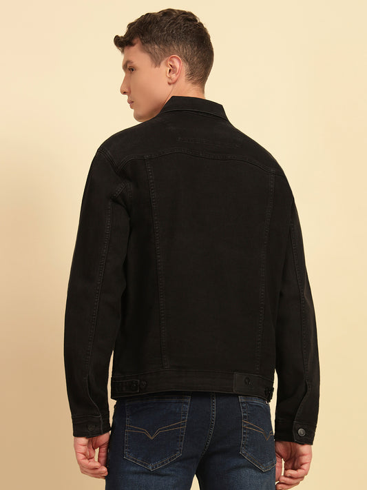 Denim Jacket for Men | Premium Casual Jacket Smart Fit Spread Collar Cotton Blend Fabric Solid Pattern