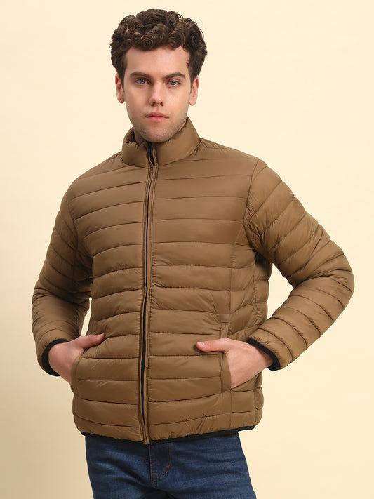 Reversible Jacket for Men | Premium Casual Jacket Smart Fit Mock Neck Nylon Fabric Solid Pattern