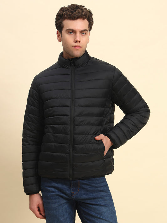 Reversible Jacket for Men | Premium Casual Jacket Smart Fit Mock Neck Nylon Fabric Solid Pattern