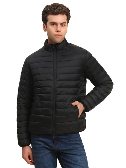Reversible Jacket for Men | Premium Casual Jacket Smart Fit Mock Neck Nylon Fabric Solid Pattern