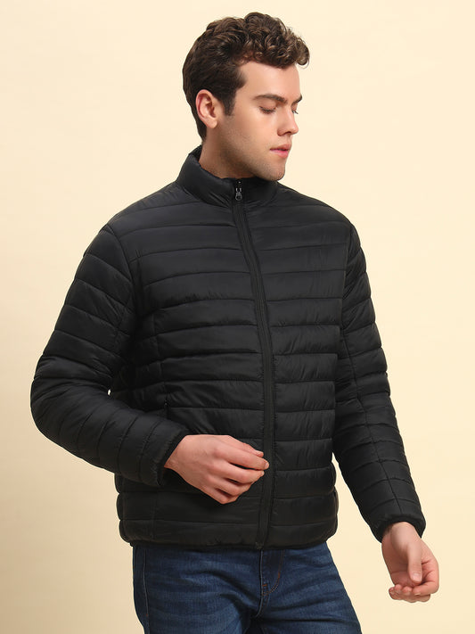 Reversible Jacket for Men | Premium Casual Jacket Smart Fit Mock Neck Nylon Fabric Solid Pattern