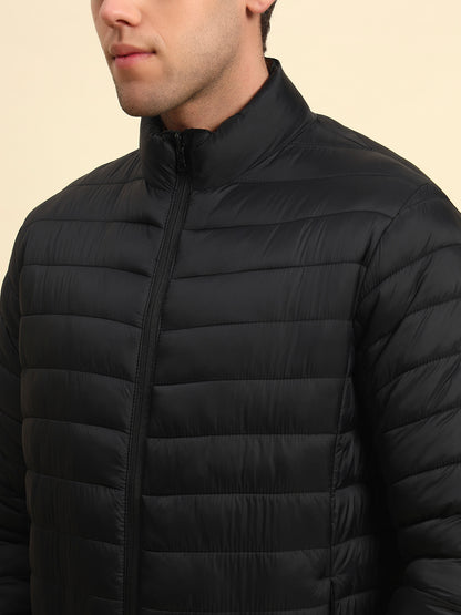 Reversible Jacket for Men | Premium Casual Jacket Smart Fit Mock Neck Nylon Fabric Solid Pattern