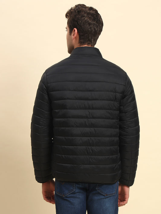 Reversible Jacket for Men | Premium Casual Jacket Smart Fit Mock Neck Nylon Fabric Solid Pattern