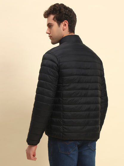 Reversible Jacket for Men | Premium Casual Jacket Smart Fit Mock Neck Nylon Fabric Solid Pattern