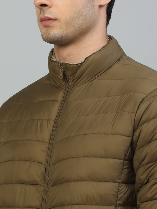 Reversible Jacket for Men | Premium Casual Jacket Smart Fit Mock Neck Nylon Fabric Solid Pattern