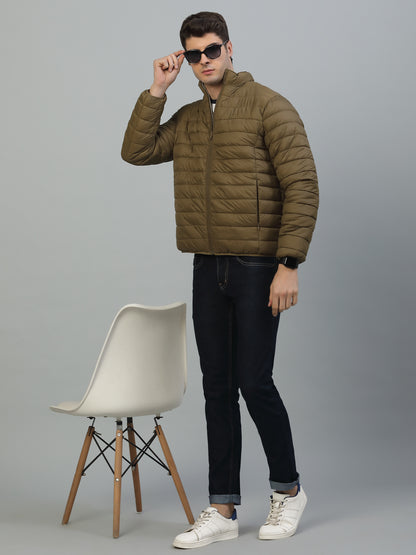 Reversible Jacket for Men | Premium Casual Jacket Smart Fit Mock Neck Nylon Fabric Solid Pattern