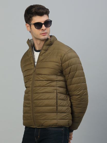 Reversible Jacket for Men | Premium Casual Jacket Smart Fit Mock Neck Nylon Fabric Solid Pattern