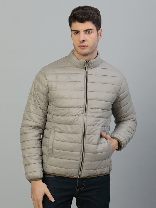 Reversible Jacket for Men | Premium Casual Jacket Smart Fit Mock Neck Nylon Fabric Solid Pattern
