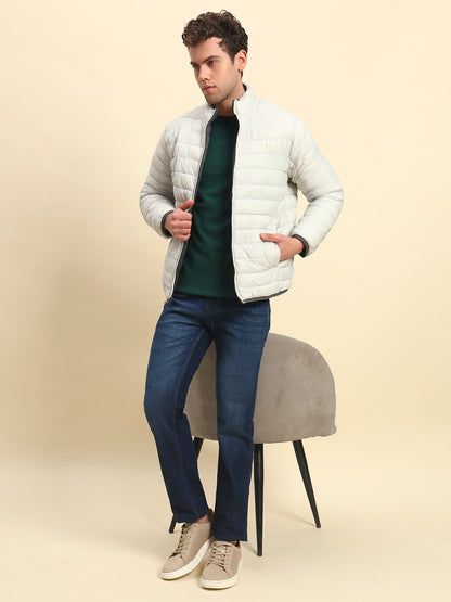 Reversible Jacket for Men | Premium Casual Jacket Smart Fit Mock Neck Nylon Fabric Solid Pattern