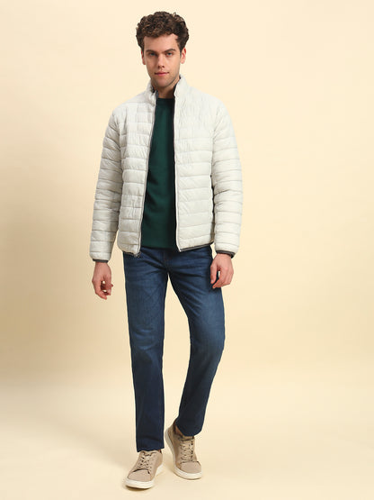 Reversible Jacket for Men | Premium Casual Jacket Smart Fit Mock Neck Nylon Fabric Solid Pattern