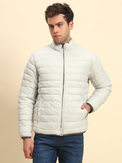 Reversible Jacket for Men | Premium Casual Jacket Smart Fit Mock Neck Nylon Fabric Solid Pattern