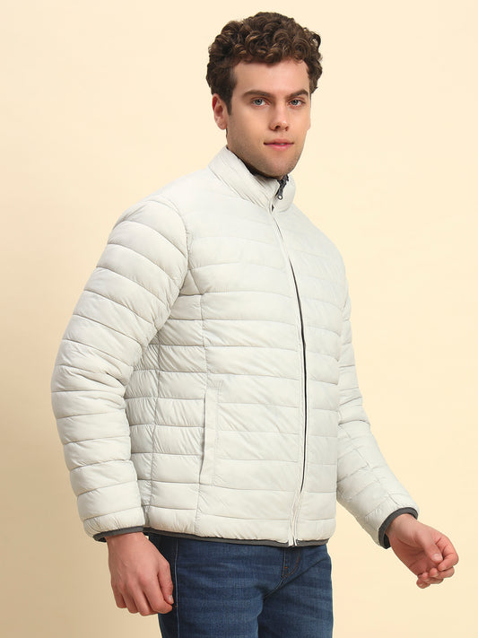 Reversible Jacket for Men | Premium Casual Jacket Smart Fit Mock Neck Nylon Fabric Solid Pattern
