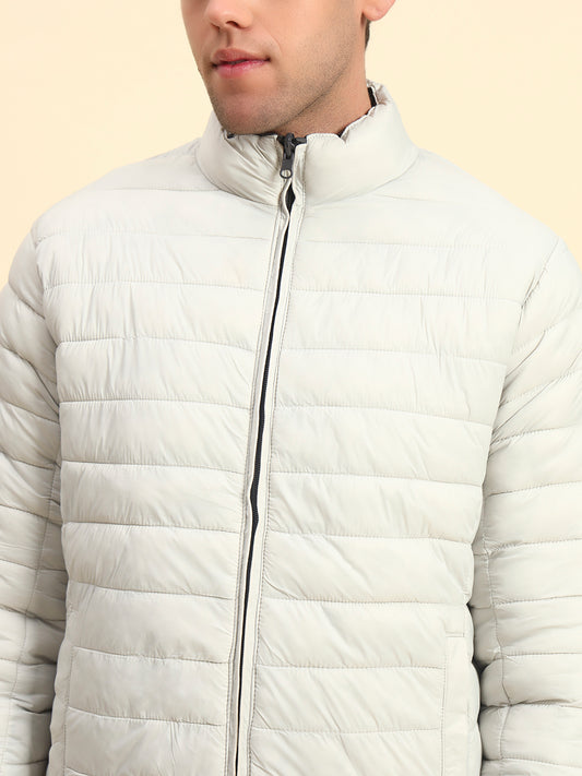 Reversible Jacket for Men | Premium Casual Jacket Smart Fit Mock Neck Nylon Fabric Solid Pattern