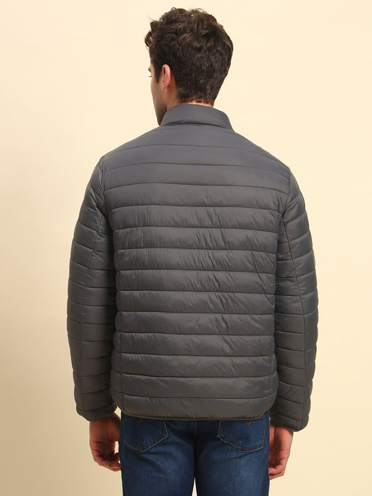 Reversible Jacket for Men | Premium Casual Jacket Smart Fit Mock Neck Nylon Fabric Solid Pattern