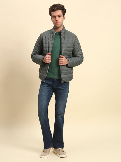 Reversible Jacket for Men | Premium Casual Jacket Smart Fit Mock Neck Nylon Fabric Solid Pattern