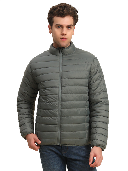 Reversible Jacket for Men | Premium Casual Jacket Smart Fit Mock Neck Nylon Fabric Solid Pattern