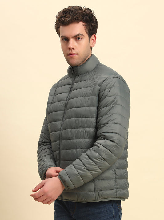 Reversible Jacket for Men | Premium Casual Jacket Smart Fit Mock Neck Nylon Fabric Solid Pattern