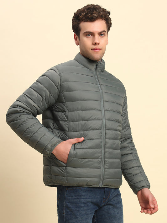 Reversible Jacket for Men | Premium Casual Jacket Smart Fit Mock Neck Nylon Fabric Solid Pattern