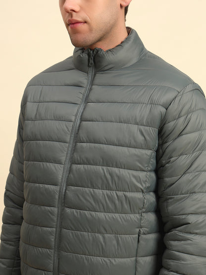 Reversible Jacket for Men | Premium Casual Jacket Smart Fit Mock Neck Nylon Fabric Solid Pattern