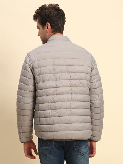 Reversible Jacket for Men | Premium Casual Jacket Smart Fit Mock Neck Nylon Fabric Solid Pattern