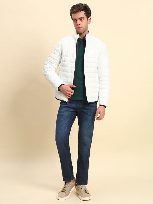 Reversible Jacket for Men | Premium Casual Jacket Smart Fit Mock Neck Nylon Fabric Solid Pattern