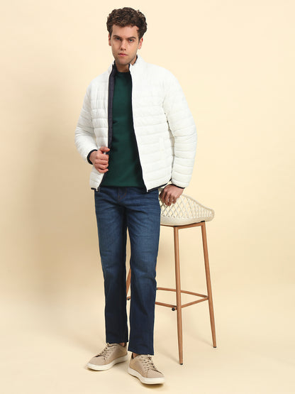 Reversible Jacket for Men | Premium Casual Jacket Smart Fit Mock Neck Nylon Fabric Solid Pattern