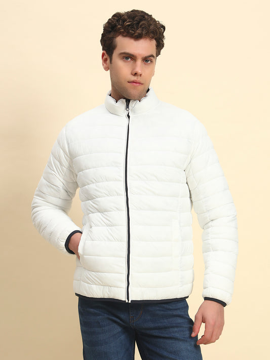 Reversible Jacket for Men | Premium Casual Jacket Smart Fit Mock Neck Nylon Fabric Solid Pattern